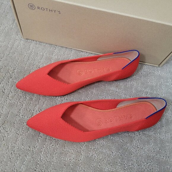 Rothy’s The Point Women's Size US 5, 7.5, 10 Red Flame Slip On Ballet Flat Shoes - Picture 5 of 12